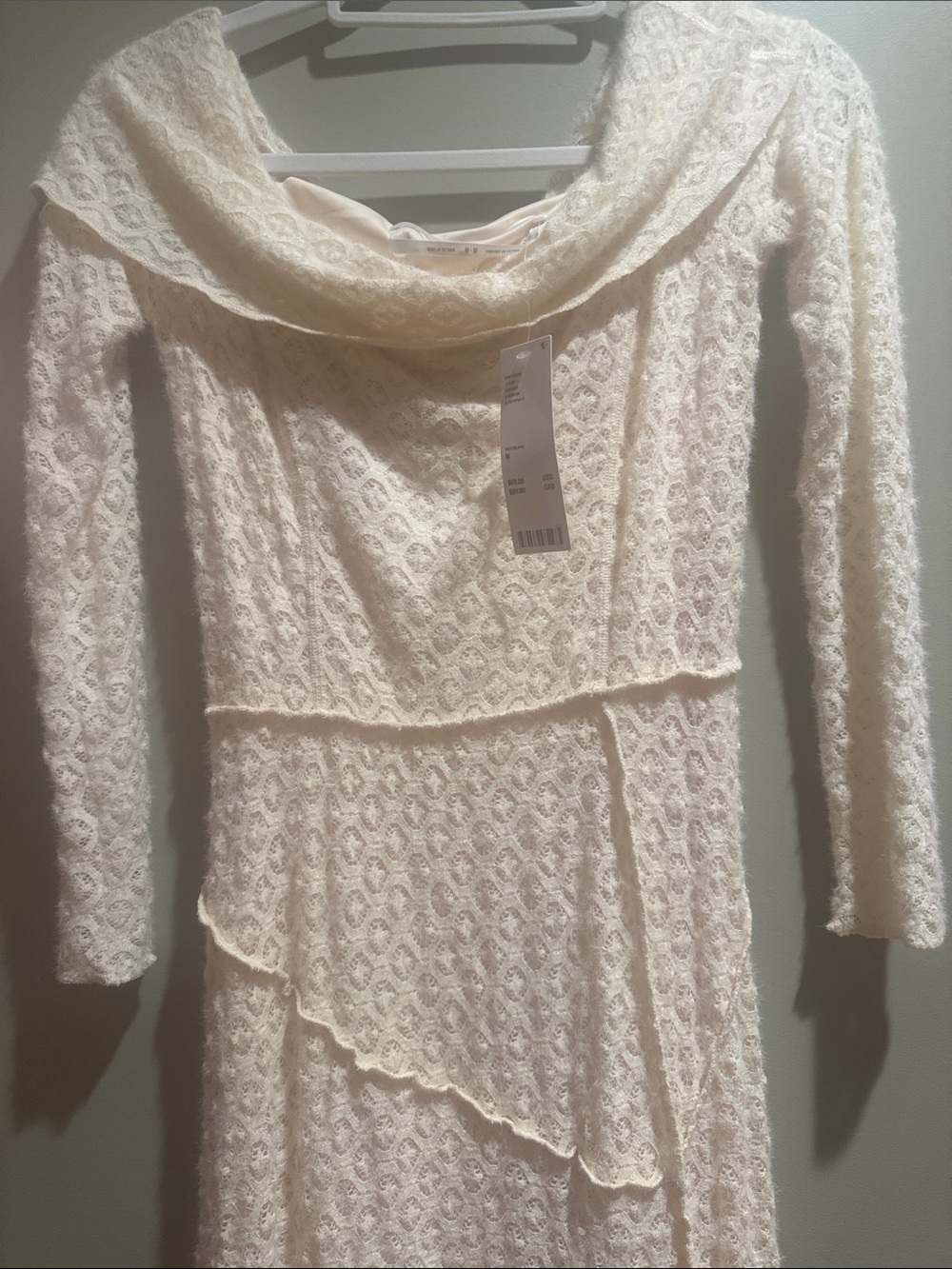 Urban Outfitters. With Tag. Women’s Lace Off-Shoulder Cream Dress